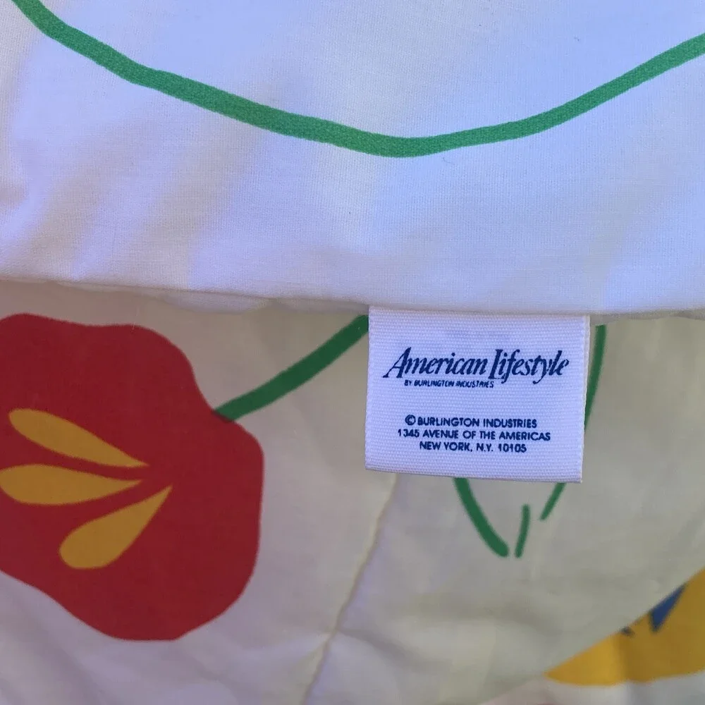 VTG Twin Comforter Burlington Colorful Floral Waves Marimekko Style 80s Rainbow